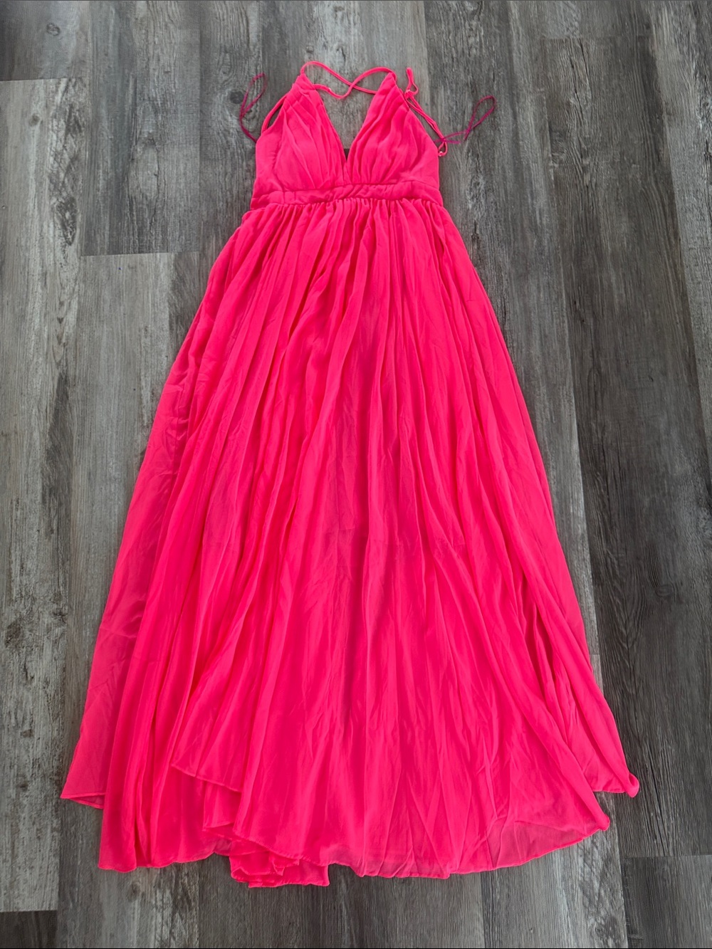 Meghan LA Hot Pink Chiffon Halter Maxi Dress